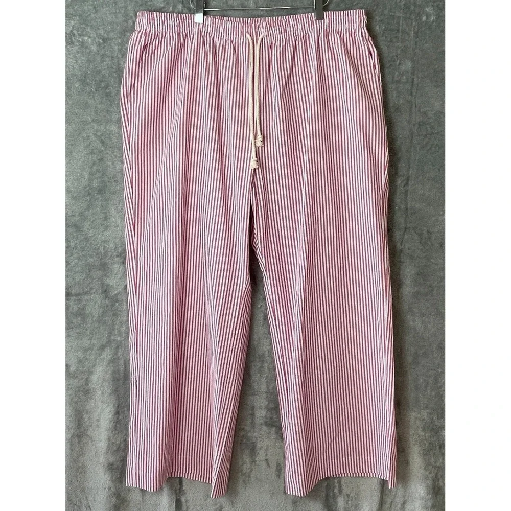 Lucky Brand Pants Womens‎ XL Red White Striped Wide Leg Beachy Lounge Nautical